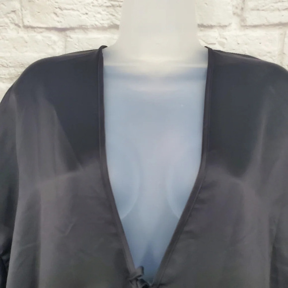 Victoria's Secret Black Satin Flutter Kimono Robe - Picture 4 of 14